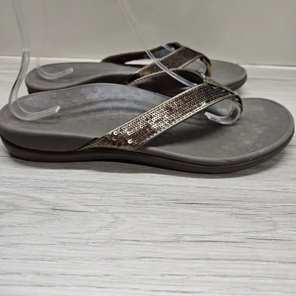 Vionic Womens Bronze Tide Sequins Sandal Size 9 Casual Flip Flop Sparkle - Picture 4 of 8